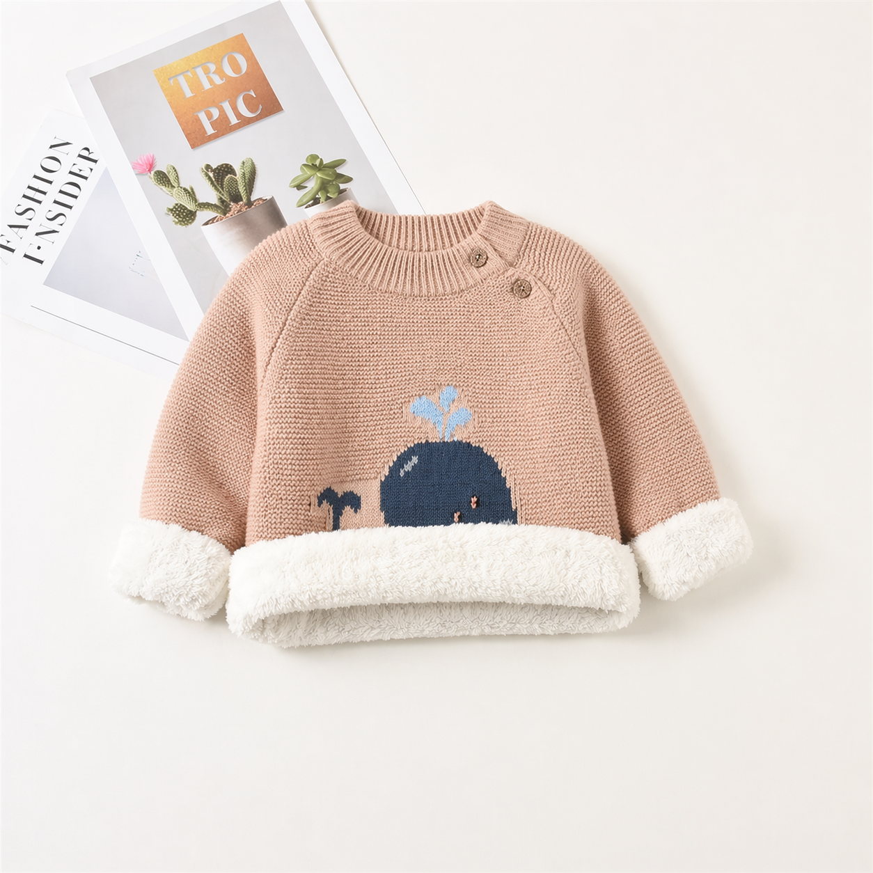 Dusty peach sweater with shoulder buttons