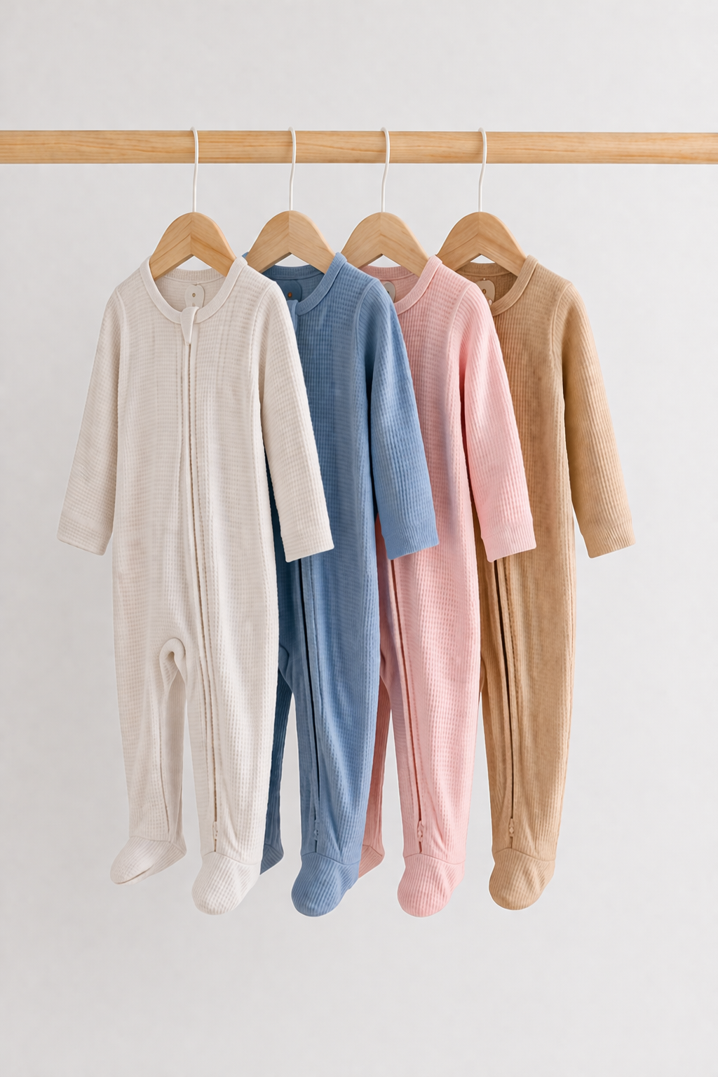 Infants Cotton Waffle-Knit Jumpsuit & 2-Way Zip | 0-12 Months