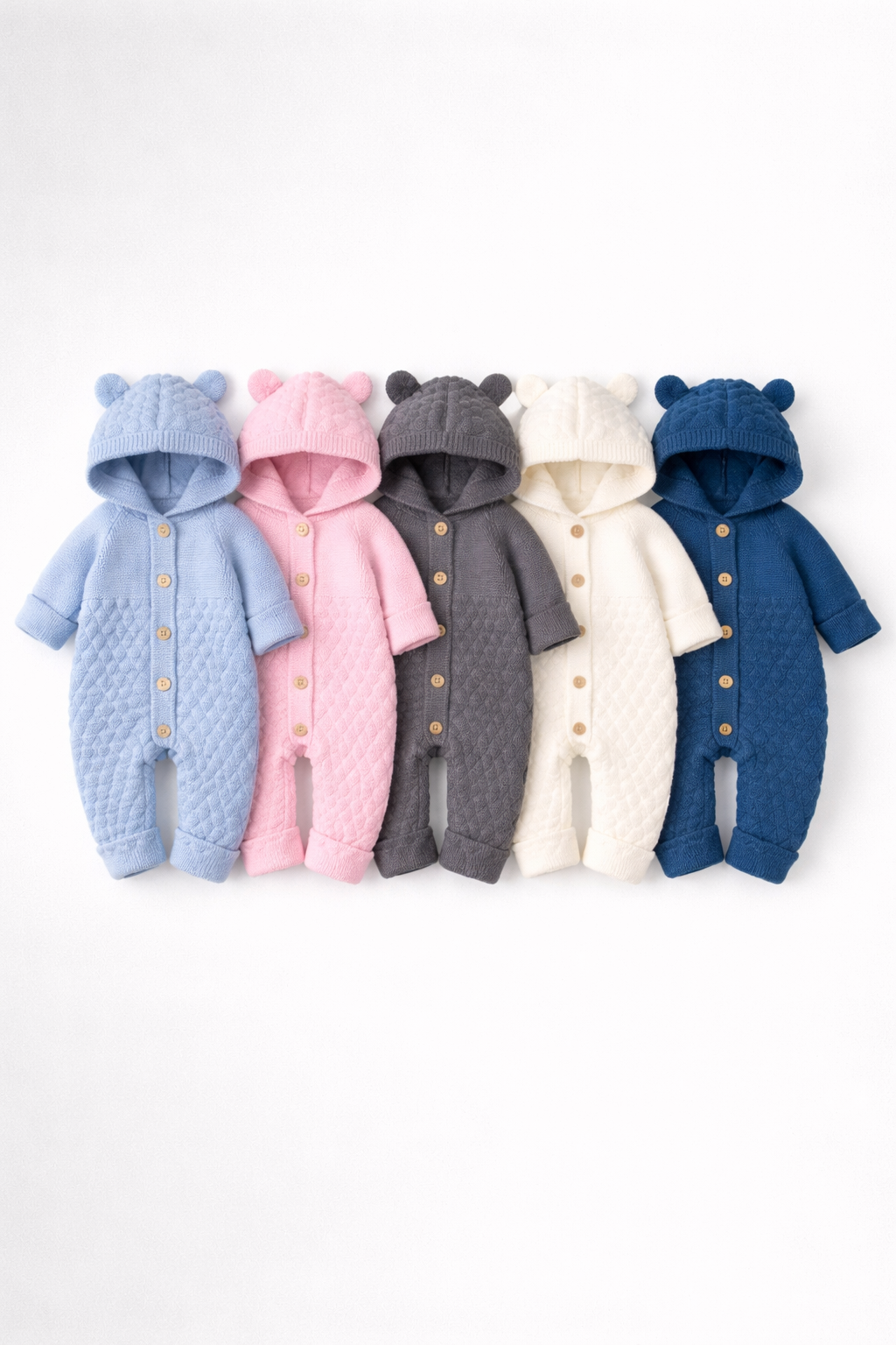 Hooded Cotton Knit Jumpsuit - Everyday Wear | 0-24 Months