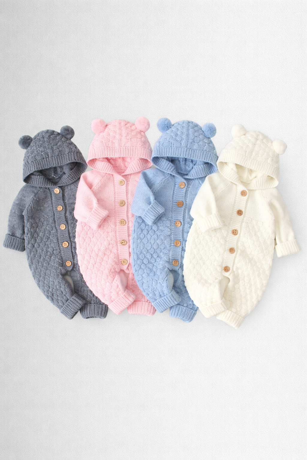 Hooded Cotton Knit Jumpsuit - Everyday Wear | 0-24 Months