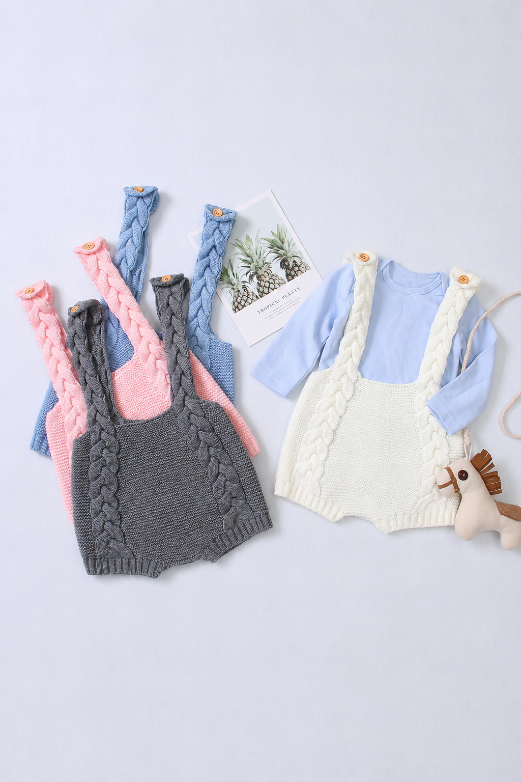 Baby Knitted Dungaree Romper Set | Soft Summer Baby Outfit for Boys & Girls | Newborn to 24 Months