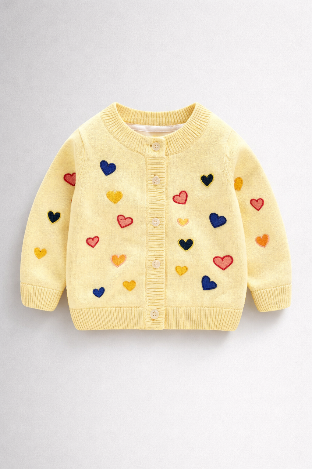 Pastel Yellow cardigan with heart design