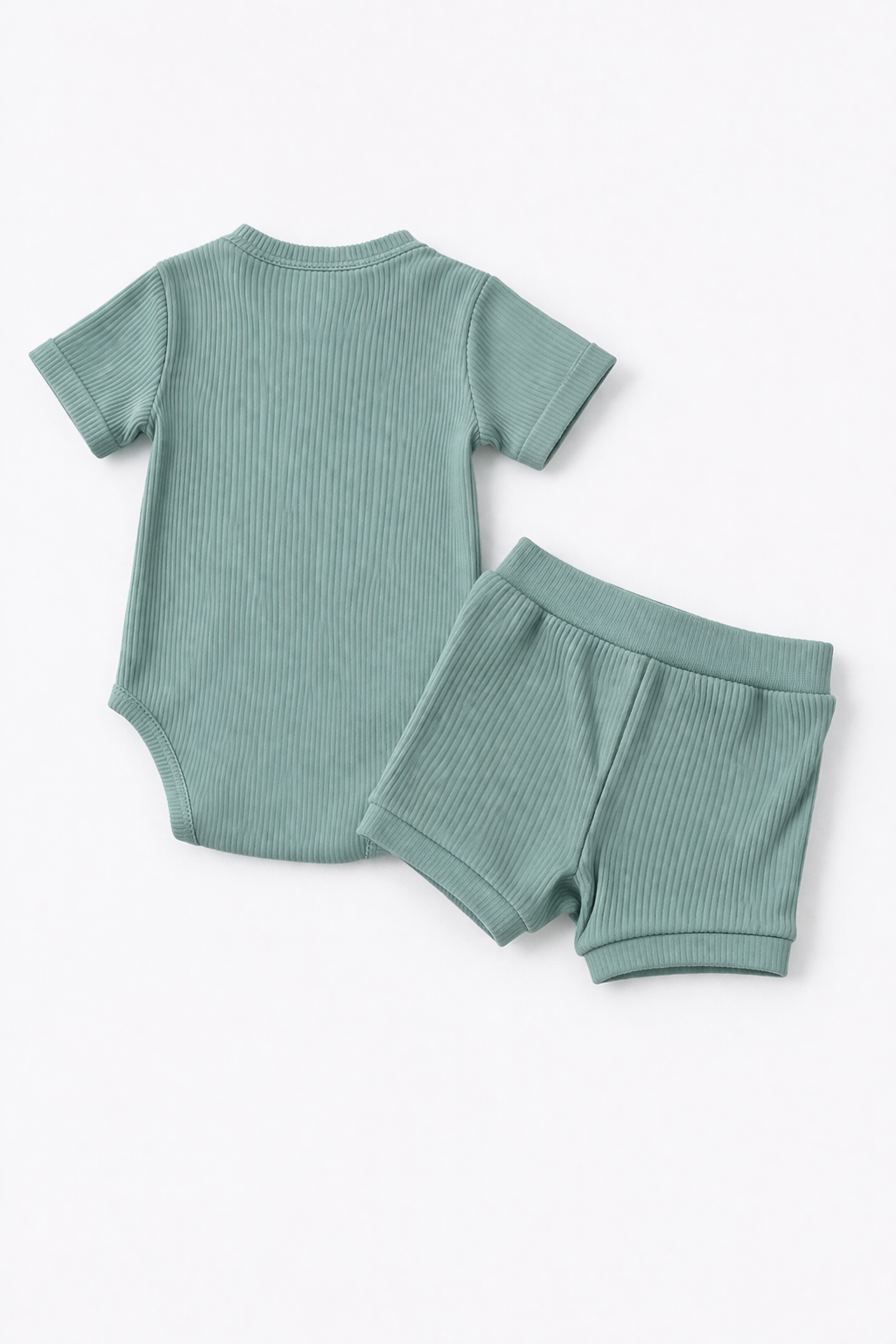 Dusty green baby romper 2-piece set short sleeves