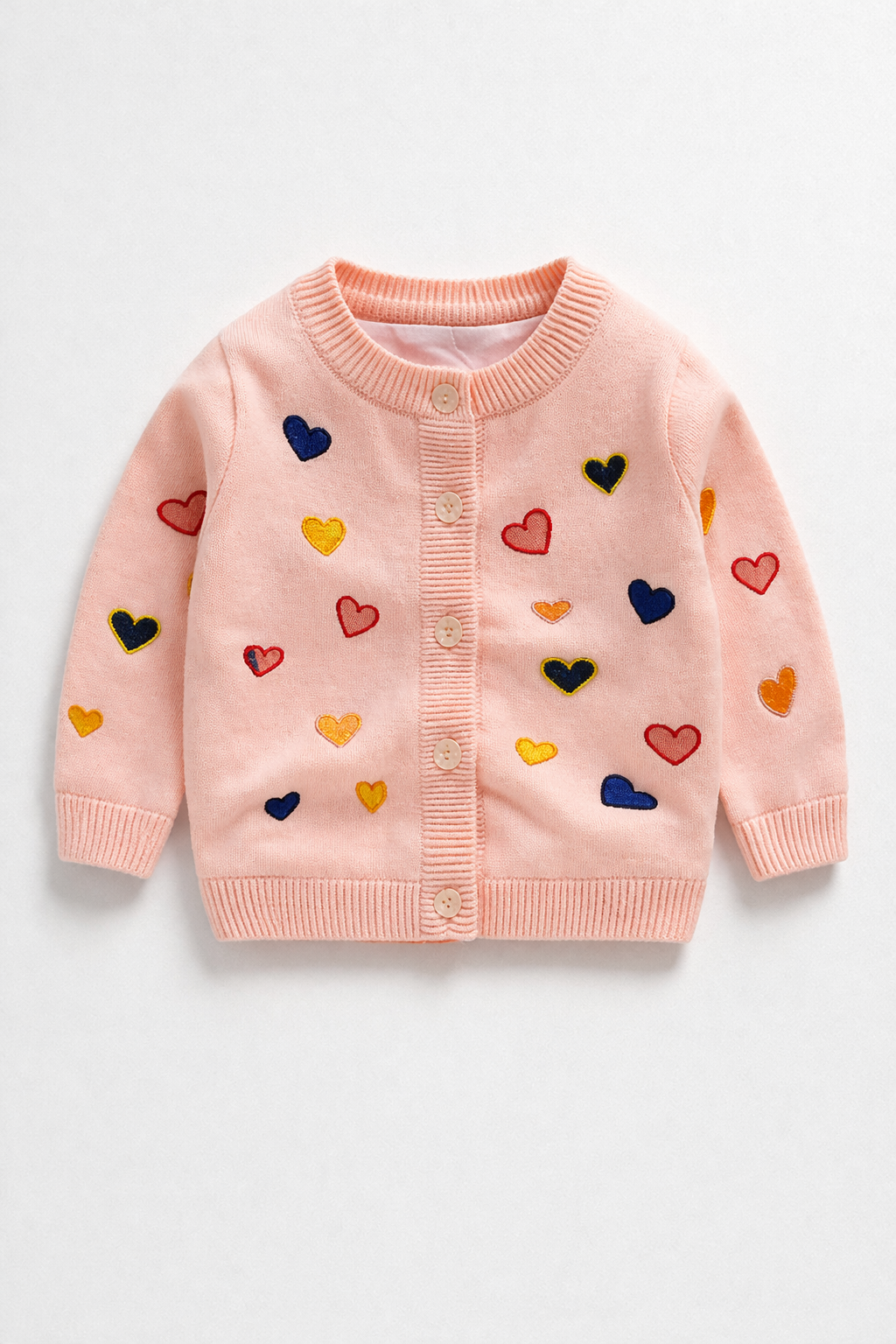 Peach pearl cardigan with love heart design
